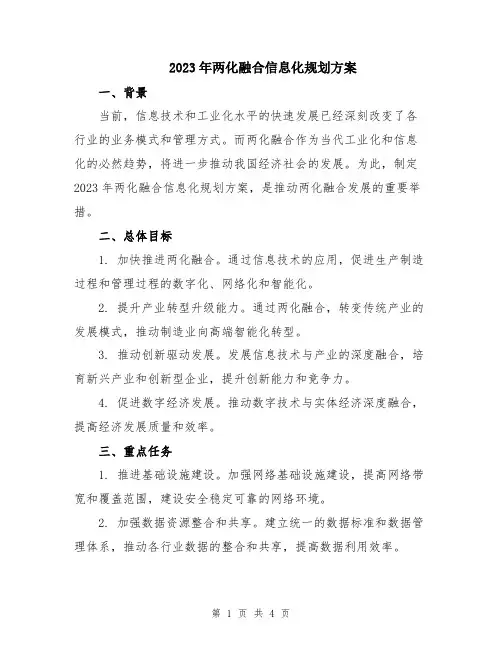 2023年两化融合信息化规划方案