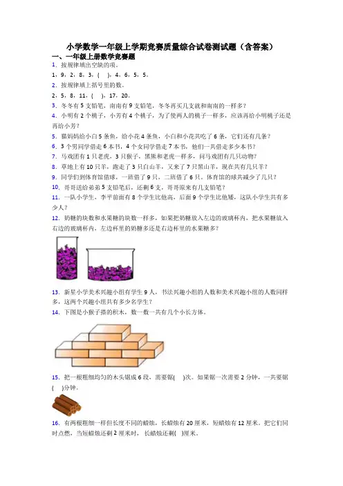 小学数学一年级上学期竞赛质量综合试卷测试题(含答案)