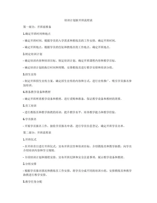 培训计划新开班流程表