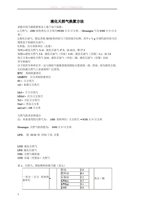 液化天然气换算方法 (1)