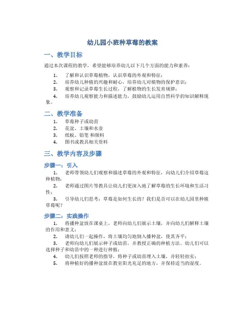 幼儿园小班种草莓的教案