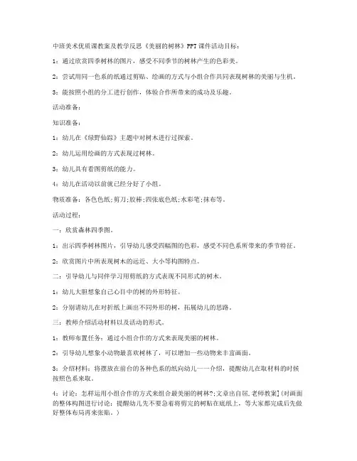 (ppt精品)-中班美术优质课教案及教学反思《美丽的树林》