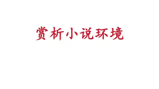 2024届高考语文复习：小说环境+课件