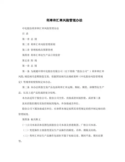 利率和汇率风险管理办法