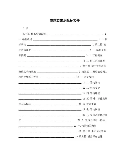 市政自来水投标文件