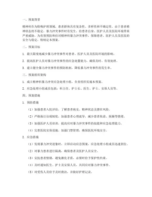 精神科暴力冲突应急预案