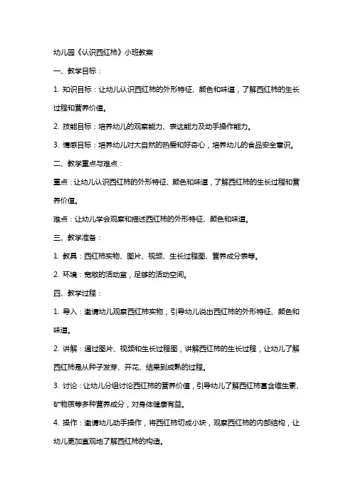 幼儿园《认识西红柿》小班教案