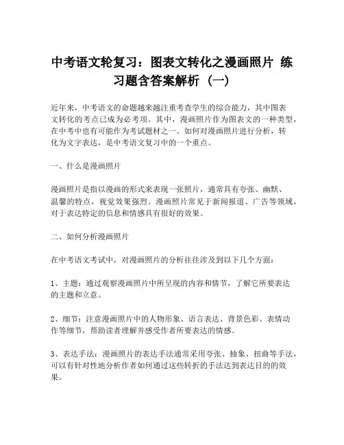 中考语文轮复习：图表文转化之漫画照片 练习题含答案解析 (一)