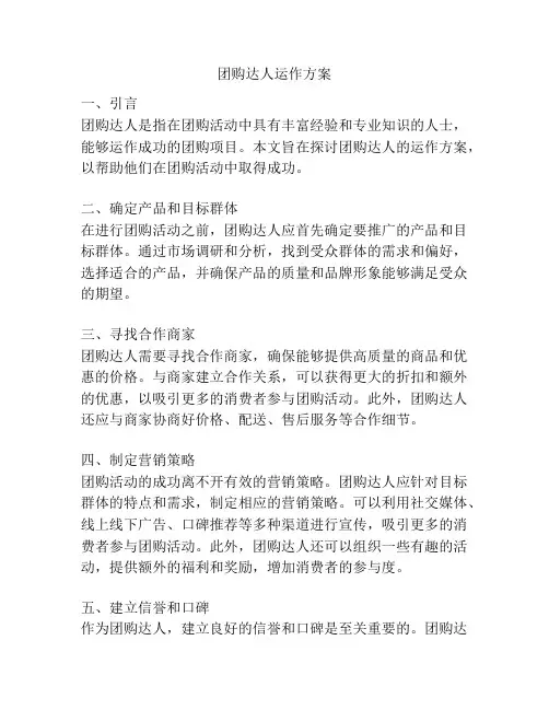 团购达人运作方案