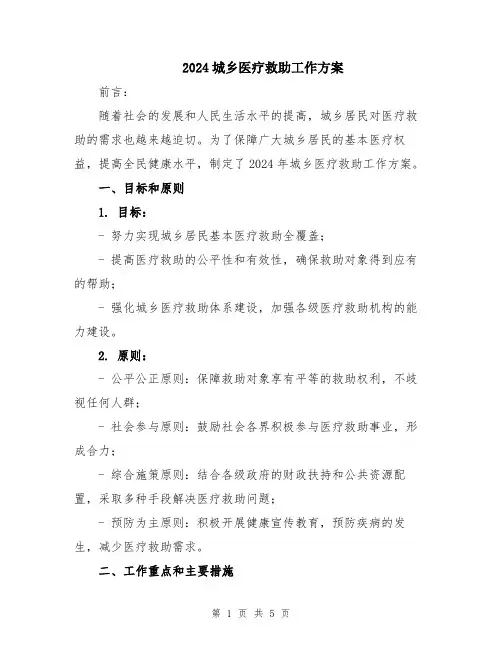 2024城乡医疗救助工作方案