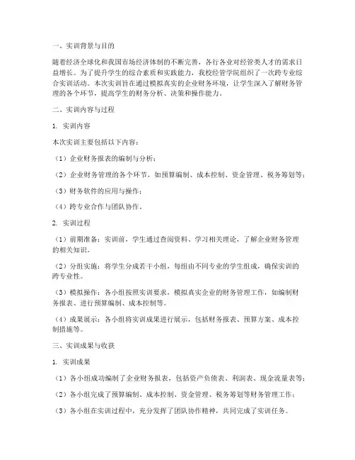 经管跨专业实训财务报告