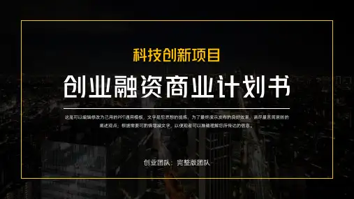 科技风创业融资商业计划书PPT