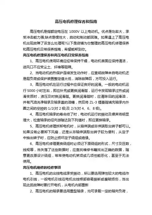 高压电机修理保养和指南