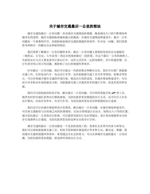 关于城市交通最后一公里的想法