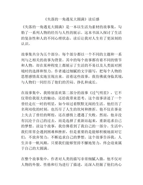 《失落的一角遇见大圆满》读后感