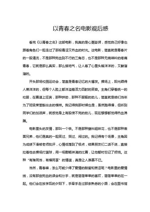 以青春之名电影观后感