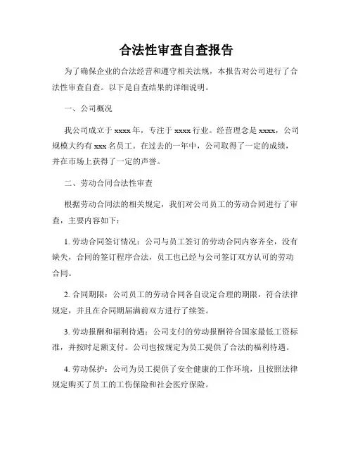 合法性审查自查报告