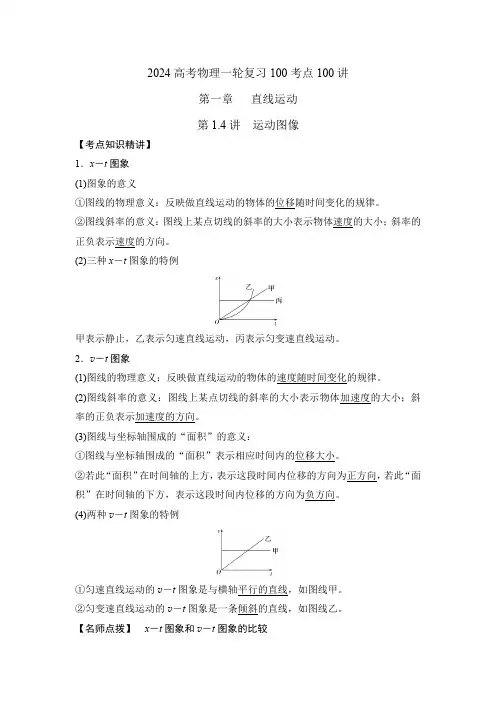 14运动图像2024高考物理一轮复习100考点100讲