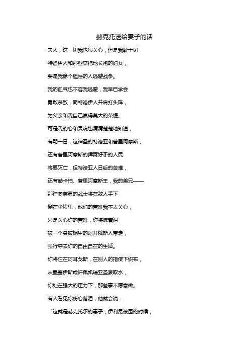 赫克托送给妻子的话