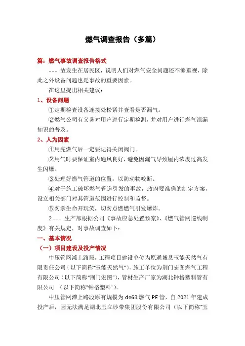 燃气调查报告(多篇)