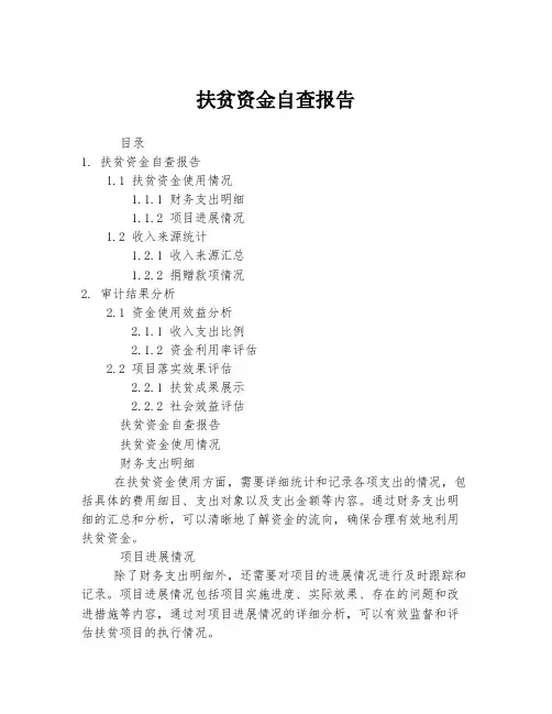 扶贫资金自查报告