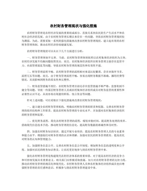 农村财务管理现状与强化措施