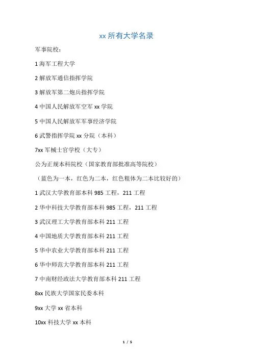 武汉所有大学名录