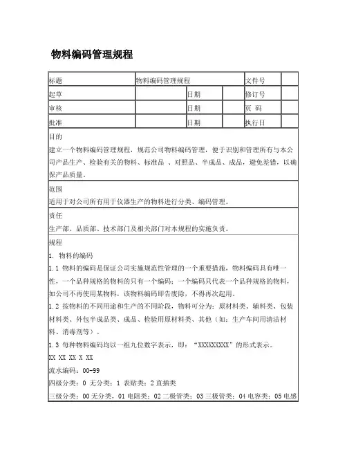 物料编码管理规程