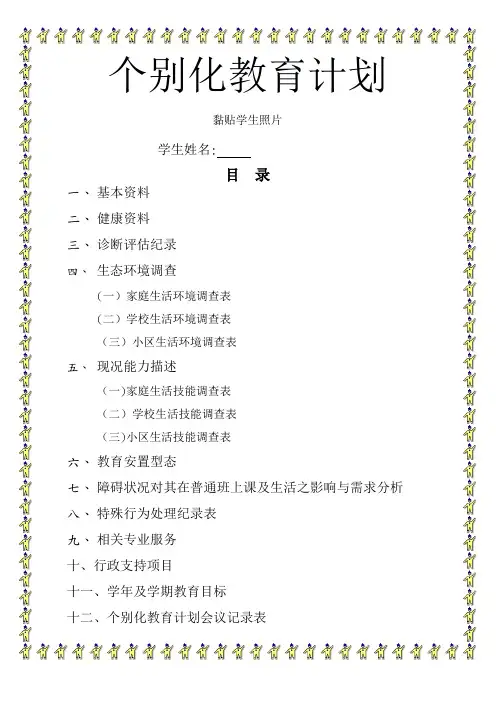 个别化教育计划表格范例2