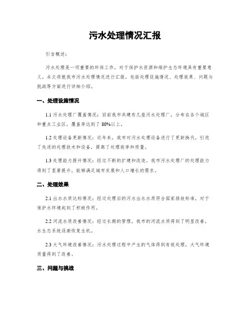 污水处理情况汇报