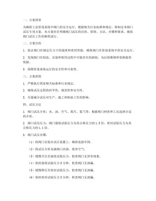 阀门试压专项方案