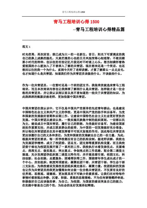 青马工程培训心得1500