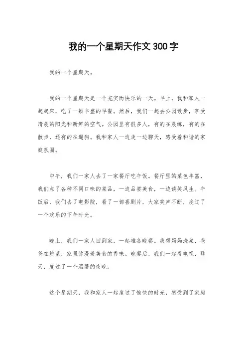 我的一个星期天作文300字