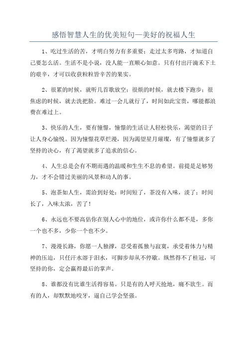 感悟智慧人生的优美短句—美好的祝福人生