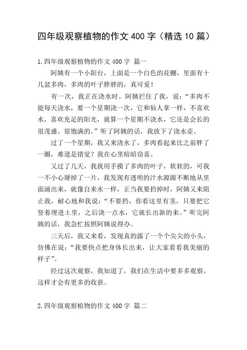 四年级观察植物的作文400字(精选10篇)