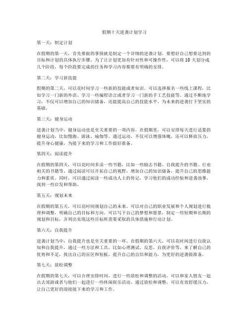 假期十天逆袭计划学习