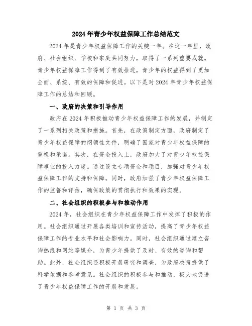 2024年青少年权益保障工作总结范文