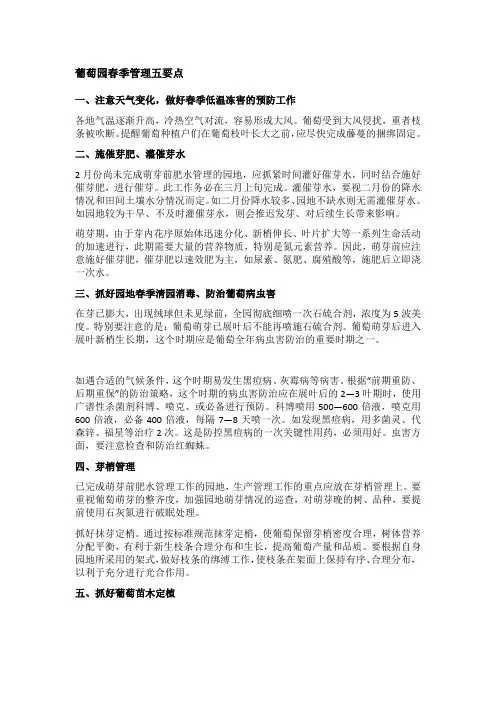葡萄园春季管理五要点