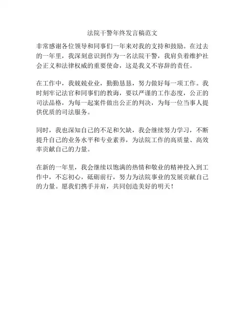 法院干警年终发言稿范文