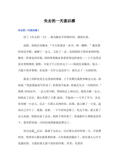 失去的一天读后感