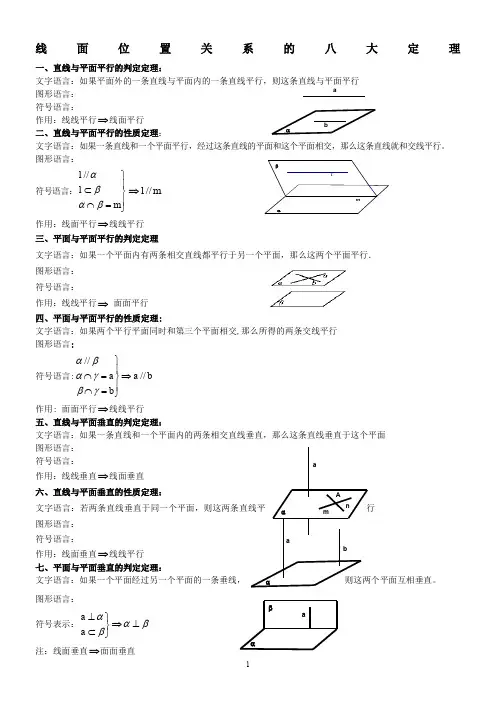 高中立体几何八大定理