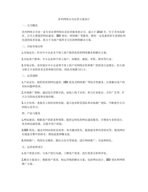 苏州网络公司运营方案设计