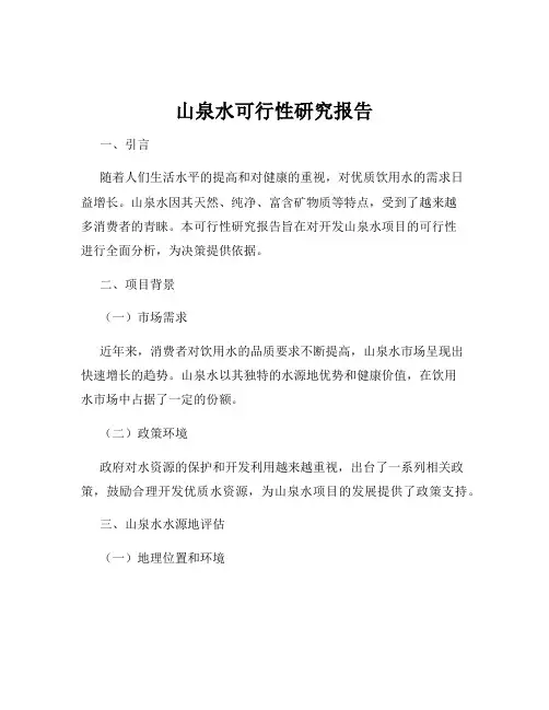 山泉水可行性研究报告