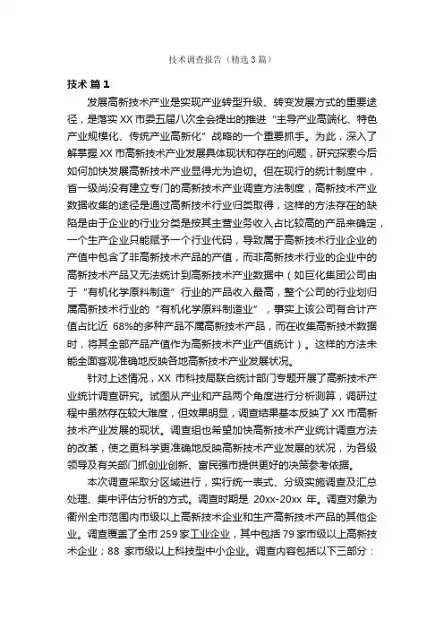 技术调查报告（精选3篇）