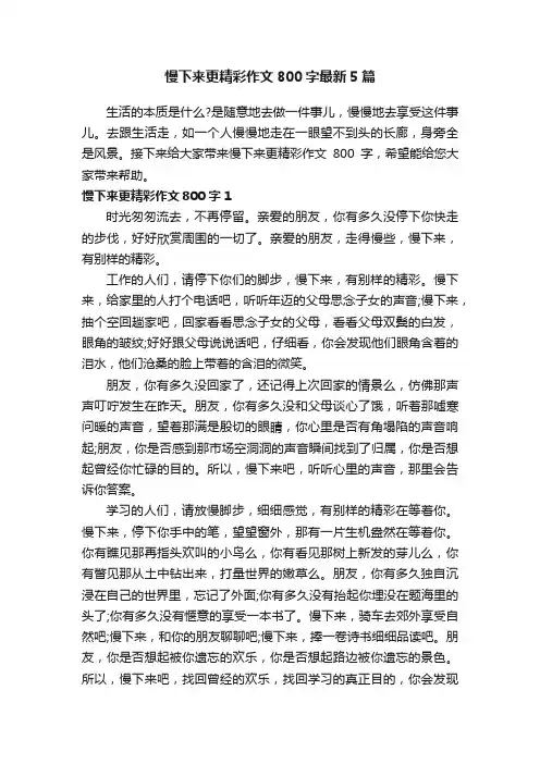 慢下来更精彩作文800字最新5篇