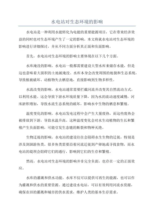 水电站对生态环境的影响