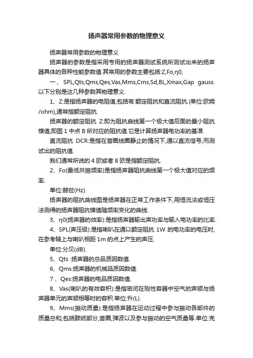 扬声器常用参数的物理意义