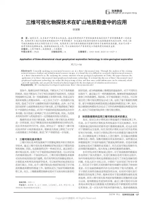 211085665_三维可视化物探技术在矿山地质勘查中的应用