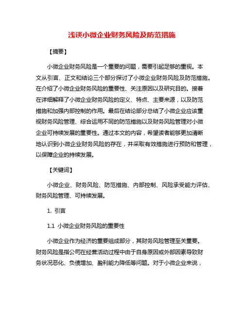 浅谈小微企业财务风险及防范措施