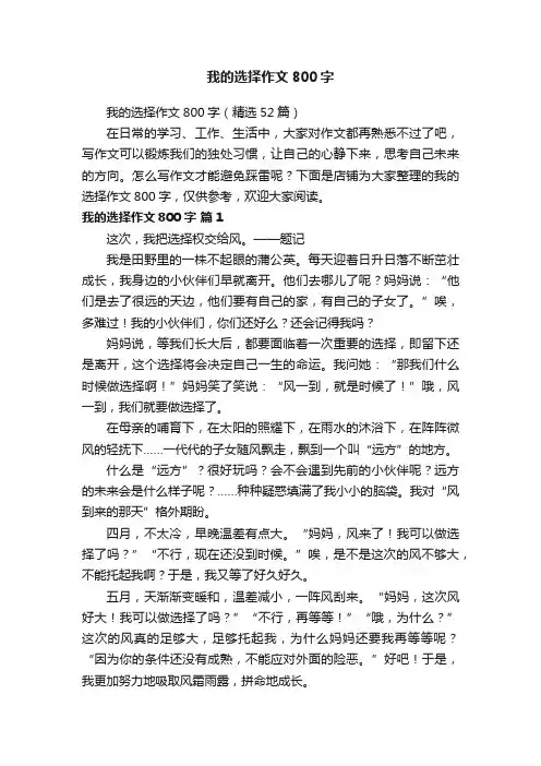 我的选择作文800字